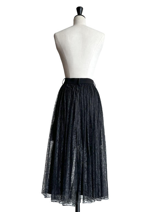 TYNVIE 拼接蕾丝裙摆铅笔裙-黑色 商品图7