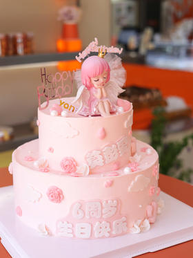 双层粉色天使(翻糖名牌-下单备注年龄和姓名）