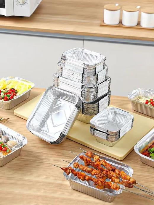 锡纸盒烧烤专用耐高温加厚带盖批发家用一次性长方形明火锡纸盘 商品图8