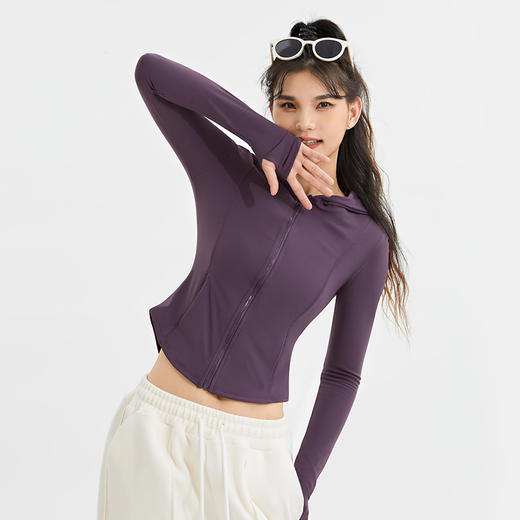 跃牌【禅语梵心系列】连帽短款健身服外套户外跑步瑜伽服长袖运动上衣瑜伽外套 WT2437 商品图8