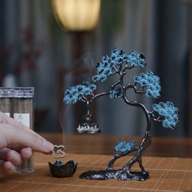 迎客松小树莲花香薰吊炉摆件鹅梨龙涎香降真香无粘粉微盘香小祥云