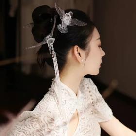 新娘婚纱发饰礼服汉服头饰流苏发簪艺术写真造型新中式新娘头饰