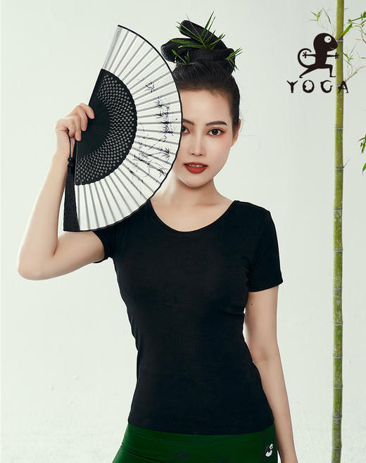 壁虎瑜伽【2310SY245】棉美背螺纹短袖（一体式胸垫）（5天发货） 商品图0