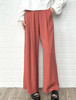TYNVIE 撞色褶皱腰直筒休闲裤-珊瑚红 商品缩略图1