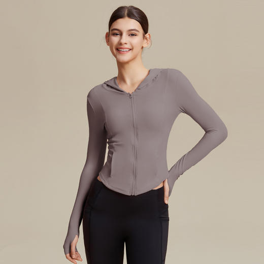 跃牌【禅语梵心系列】连帽晨跑步普拉提训练紧身运动上衣瑜伽外套 WT2437 商品图3