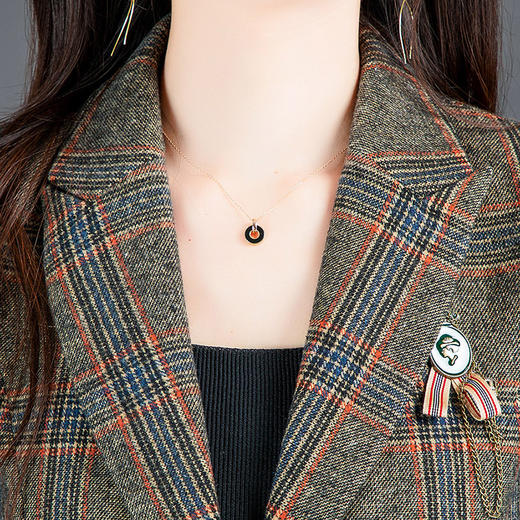 时尚气质，格纹裙西装短款上衣高腰半身裙套装裙两件套连衣裙QYM-TYH-231387-Y 商品图3