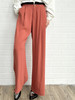 TYNVIE 撞色褶皱腰直筒休闲裤-珊瑚红 商品缩略图3