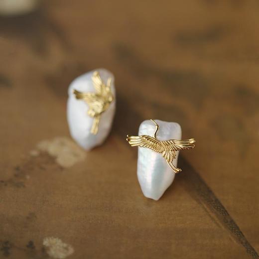 仙鹤腾云 巴洛克耳钉耳饰女气质喜竹原创小众设计 商品图2