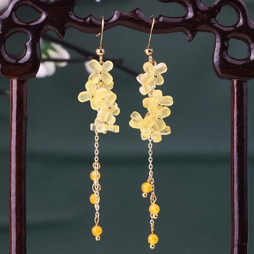 超仙古风十二花神耳环女长款流苏汉服耳坠荷花桃花国风耳饰耳夹 商品图1