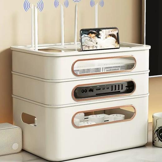 wifi路由器收纳盒电视机顶盒置物架插座电线整理无线光猫放置台面 商品图0