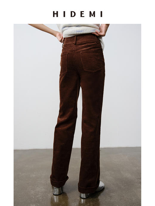 HIDEMI 复古水洗灯芯绒做旧感西裤直筒裤 商品图4