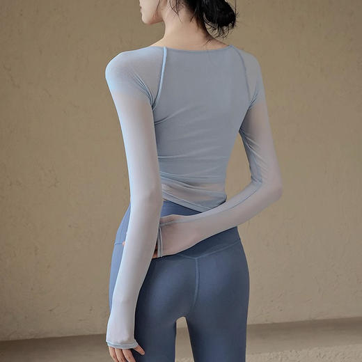 跃牌【禅语梵心系列】网纱假两件运动上衣长袖透气速干健身服  CX2393（带胸垫） 商品图1