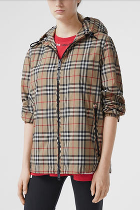 【预定特惠款】Burberry 博柏利 女士格纹连帽夹克外套 8025678