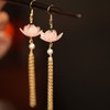 旗袍耳饰中式 荷花耳环小众设计感夏天长款流苏古风汉服耳坠 商品缩略图0