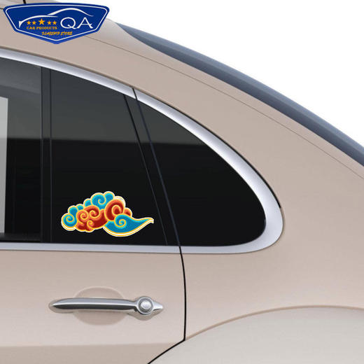 祥云金色敦煌金边图案反光车贴电动摩托车身贴后窗玻璃贴 商品图1