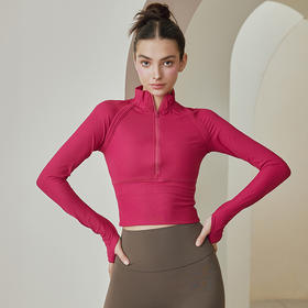 跃牌【禅语梵心系列】半拉链瑜伽服女显瘦短款运动长袖瑜伽外套 WT2388