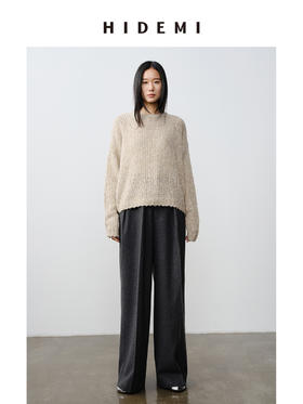 HIDEMI 意大利羊驼毛粗纺粗针松弛感极简宽松大毛衣