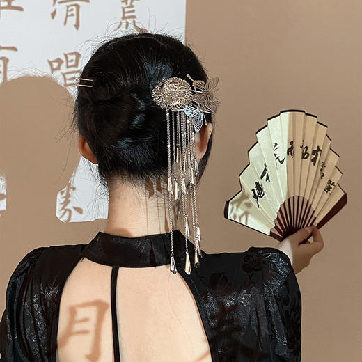 中式古风气质蝶恋花蝴蝶流苏碎银发簪夏季女生丸子头发饰 商品图0