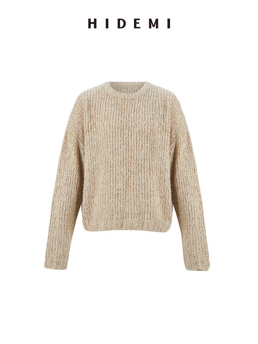 HIDEMI 意大利羊驼毛粗纺粗针松弛感极简宽松大毛衣 商品图7