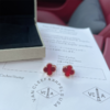 B053梵K雅宝/vca四叶草中号经典红贝母耳钉 商品缩略图0