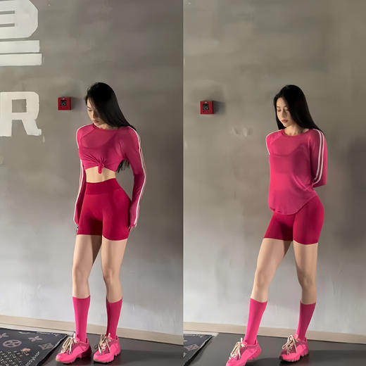 跃牌【禅语梵心系列】修身透气拼色网纱罩衫  CX2411（无胸垫） 商品图6