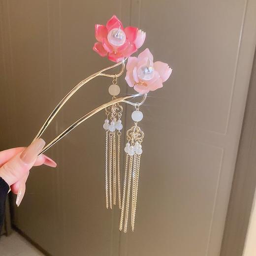 花朵流苏发簪后脑勺盘发旗袍发钗古风头饰 商品图2