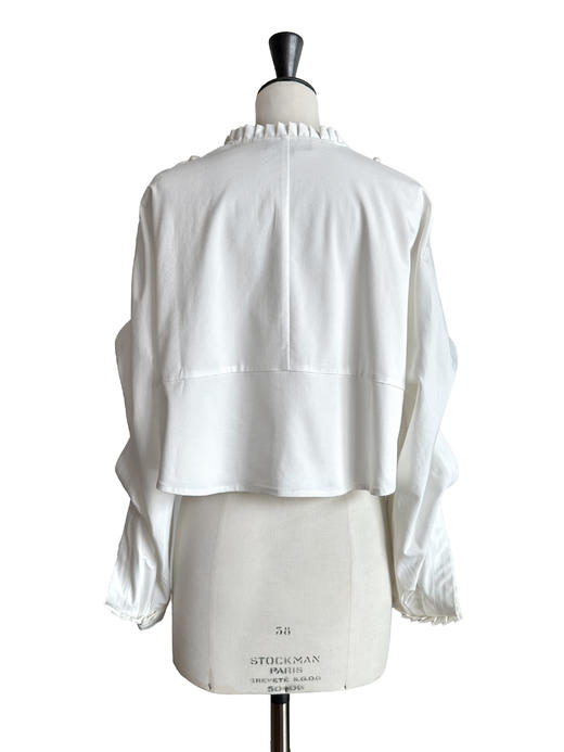 TYNVIE 纽扣装饰廓形长袖上衣-白色 商品图7