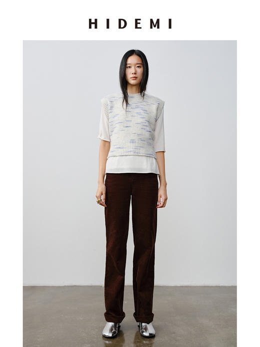 HIDEMI 复古水洗灯芯绒做旧感西裤直筒裤 商品图5