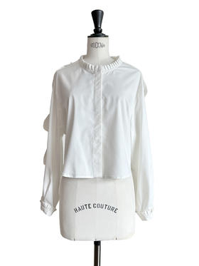 TYNVIE 纽扣装饰廓形长袖上衣-白色