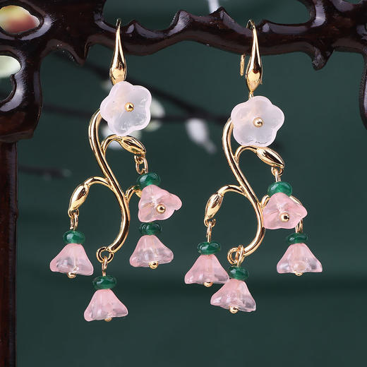 超仙古风十二花神耳环女长款流苏汉服耳坠荷花桃花国风耳饰耳夹 商品图5