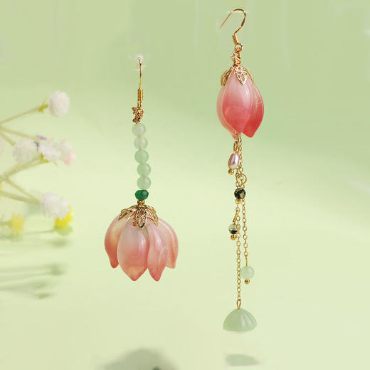 超仙古风十二花神耳环女长款流苏汉服耳坠荷花桃花国风耳饰耳夹 商品图9