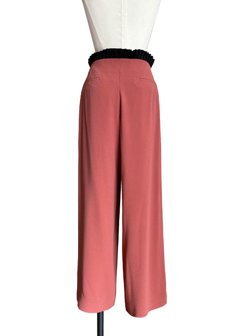 TYNVIE 撞色褶皱腰直筒休闲裤-珊瑚红 商品图9