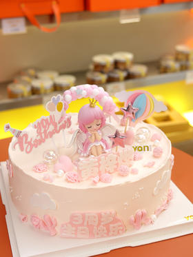 粉色天使(翻糖名牌-下单备注年龄和姓名）