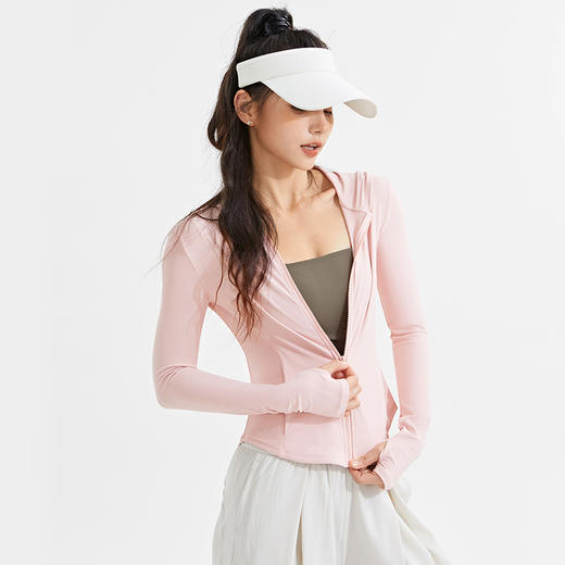 跃牌【禅语梵心系列】连帽短款健身服外套户外跑步瑜伽服长袖运动上衣瑜伽外套 WT2437 商品图5