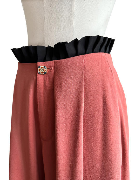 TYNVIE 撞色褶皱腰直筒休闲裤-珊瑚红 商品图10