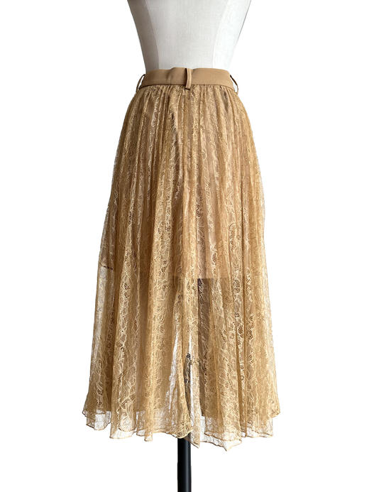 TYNVIE 拼接蕾丝裙摆铅笔裙-卡其色 商品图8