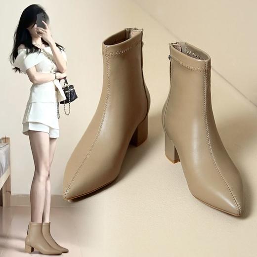 ZHR法式小高跟鞋粗跟短靴鞋子女靴子鞋时尚女鞋瘦瘦靴子女鞋 商品图4