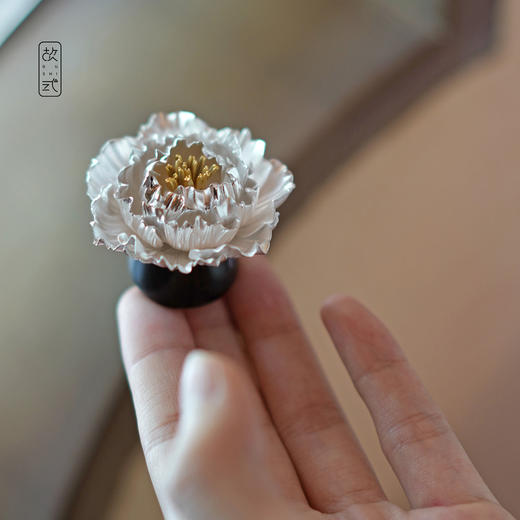 故式花开富贵·茶盖置·茶桌摆件茶道配件·999纯银 商品图0