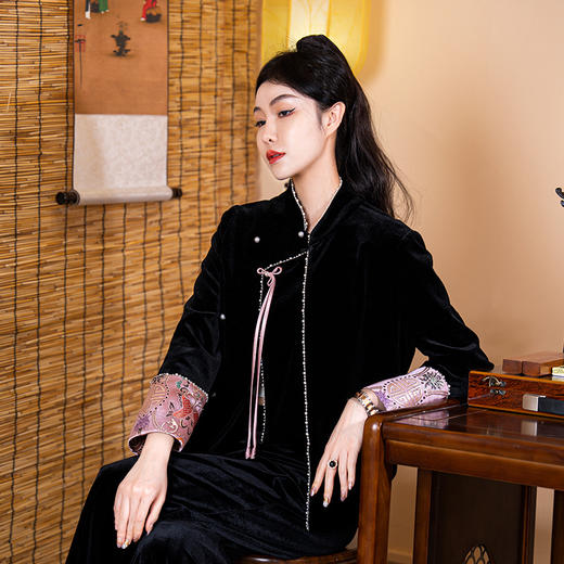 新中式复古国风，改良衬衫上衣立领斜襟刺绣宽松日常款唐装外套OG-9565 商品图0