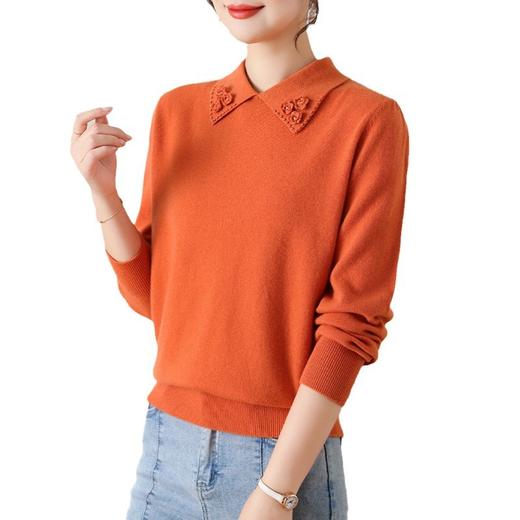 宽松保暖，100纯羊毛衫女装秋冬毛衣中年妈妈套头短款打底衫CC-108-98867 商品图4