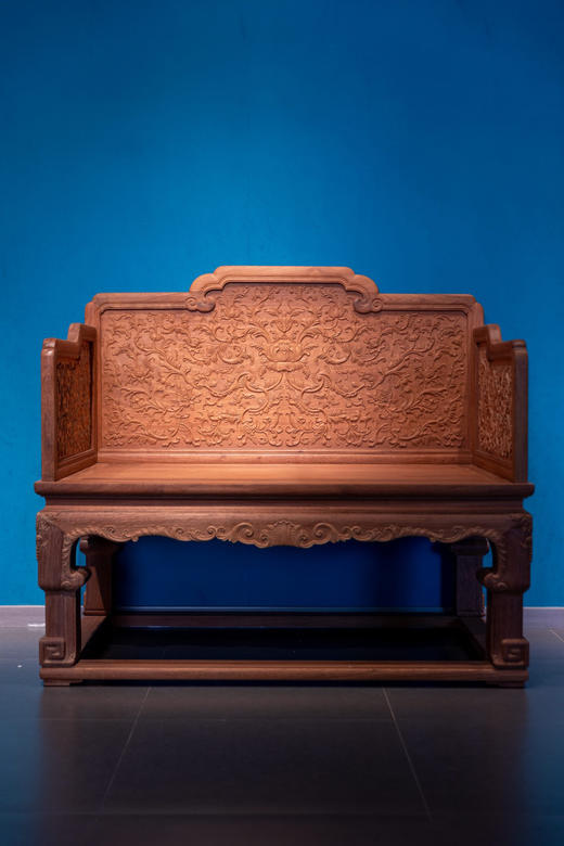 红桥红  家具严选  缅甸花梨（大果紫檀）【128乾隆款 西番莲纹 宝座】 商品图0