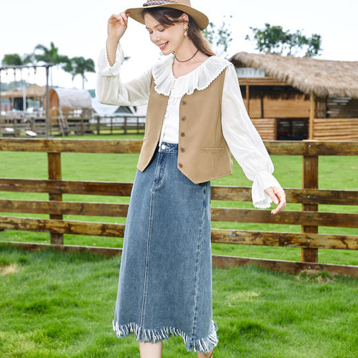 【百图lulu定制】【流苏牛仔裙】设计感小众高腰显瘦小个子流苏牛仔半身裙 商品图4