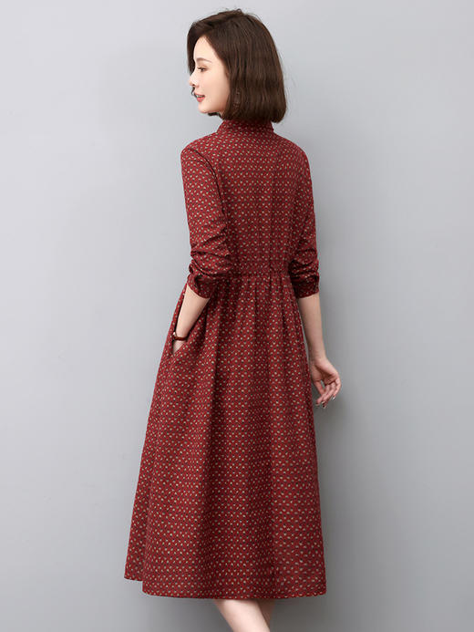 秋季新款，中长款韩版气质减龄波点长袖连衣裙HR-WJ23099 商品图1