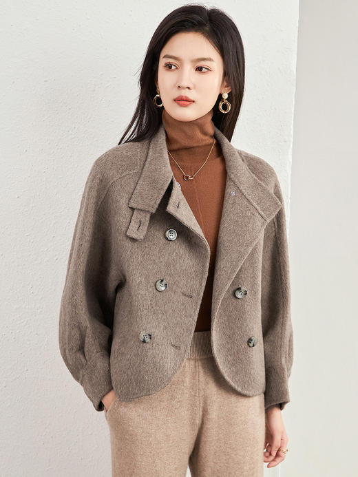 冬季棉羊毛双面呢短款大衣，立领设计感时髦美拉德外套WLZD-2323905 商品图2