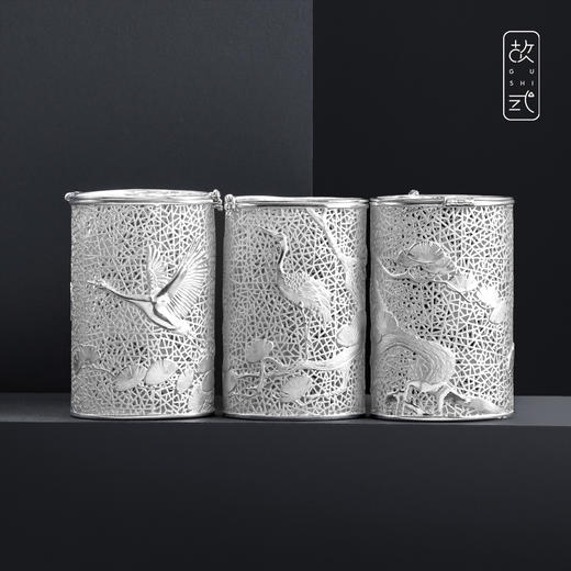 故式松风鹤鸣银茶格·纯银999·独家原创设计 商品图0