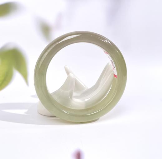 和田玉手镯-翠青飘紫宽条 商品图0