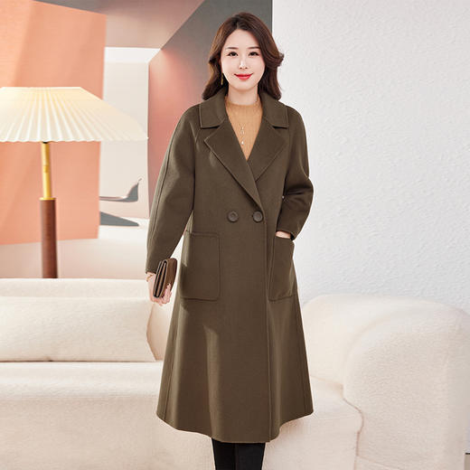 HR WL82129-19羊毛大衣气质翻领遮肉显瘦纯色毛呢外套 商品图3