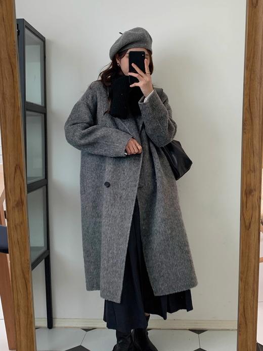 【YW】无忧购秋冬韩系显瘦西服领双排扣100%澳洲美利奴羊毛双面羊绒中长款外套2254（截单后7天发货) 商品图2