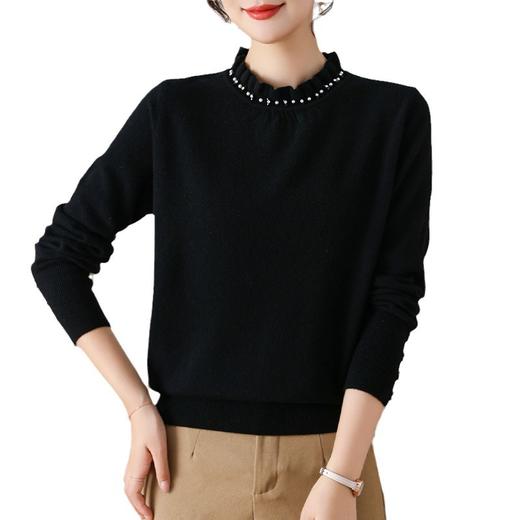 宽松针织衫，羊毛衫女100纯羊毛半高领短款气质毛衣洋气打底衫CC-108-98863 商品图4