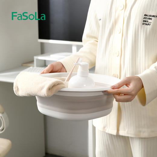 FaSoLa可折叠洗脸盆学生宿舍洗衣盆子便携式旅行大小号塑料洗脚盆 商品图3